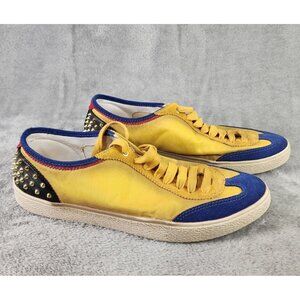 Zara Man Shoes Mens Size 9 Yellow Blue Distressed Style Spiked Casual Sneakers